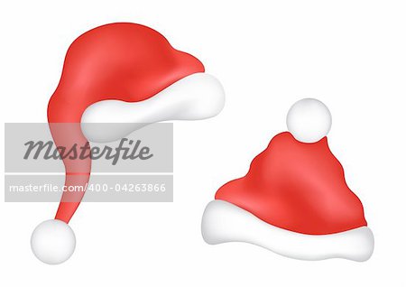 The Christmas caps isolated on a white background
