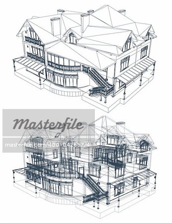 architecture blueprint of a house over a white background