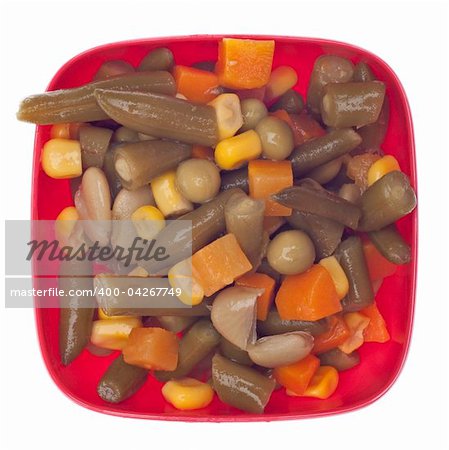 Vibrant Bowl of Mixed Vegetables Isolated on White with a Clipping Path.