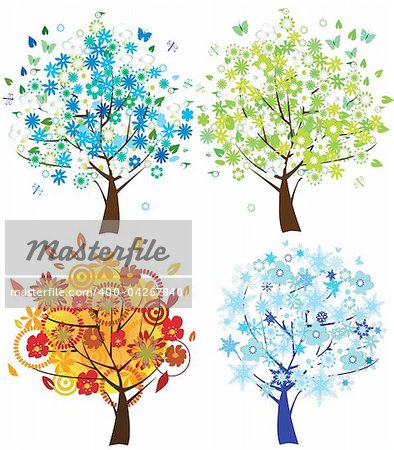 vector illustration of four different season trees