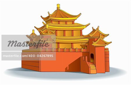 Chinese pagoda, in detail, vector illustration