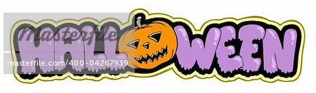 Halloween sign with pumpkin - vector illustration.