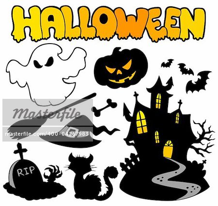 Set of Halloween silhouettes 2 - vector illustration.