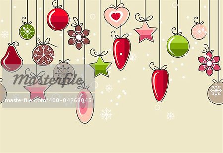 Seamless christmas pattern with hanging decoration