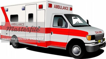 Modern ambulance van over white. Colored vector illustration