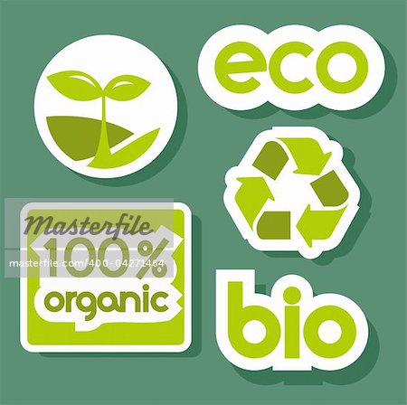 Green stickers, vector illustration