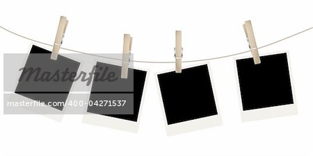 Photo frames on the rope. Vector illustration.