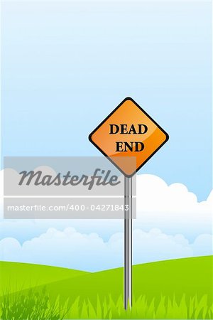 illustration of dead end pole on natural background