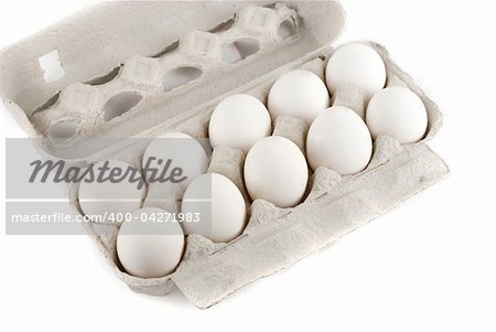 Eggs at the box isolated on a white background