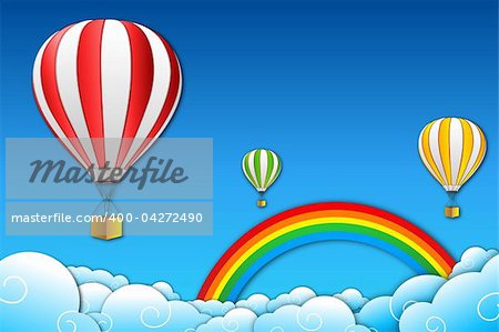 illustration of parachute with rainbow