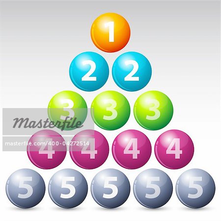 illustration of colorful number balls on white background