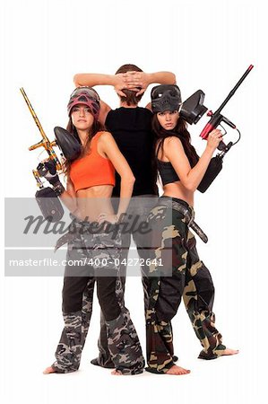 Image of paintball team posing for a camera