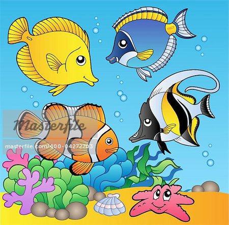 Underwater animals and fishes 2 - vector illustration.