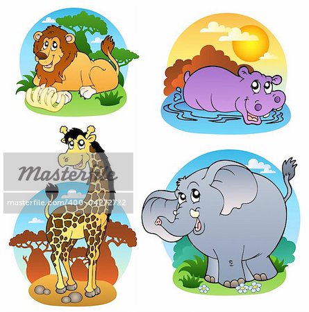 Various tropical animals 1 - vector illustration.
