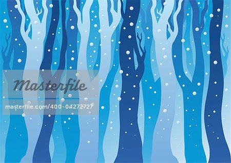 Winter forest with snow - vector illustration.