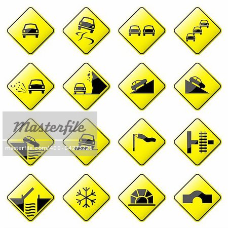 Set 3 of 8 glossy road sign.