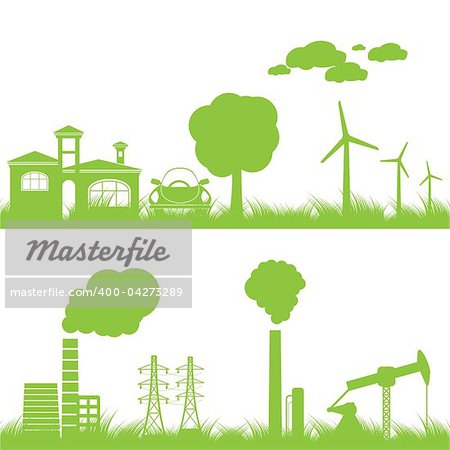 abstract ecology, industry and nature background - vector illustration