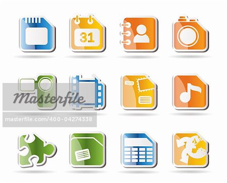 Mobile Phone, Computer and Internet Icons - Vector Icon Set