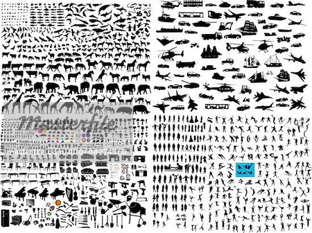 hundreds mix silhouette - vector