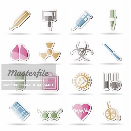 collection of medical themed icons and warning-signs vector icon set