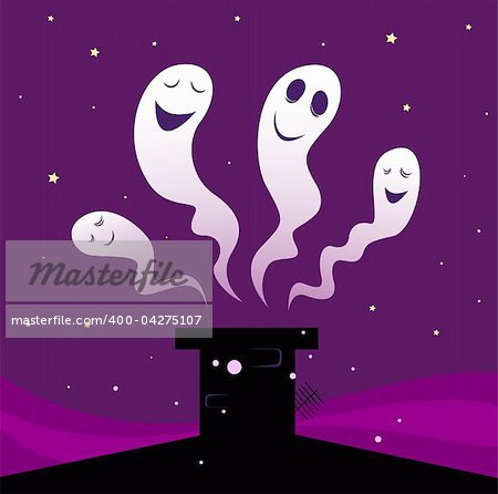 Vector Illustration of four Halloween ghosts