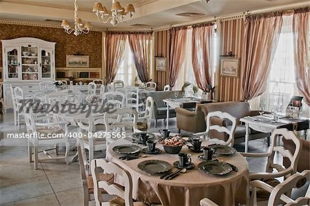 A beautiful wedding reception setting in classical restaurant