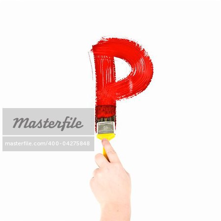 Painting Letter P on white background