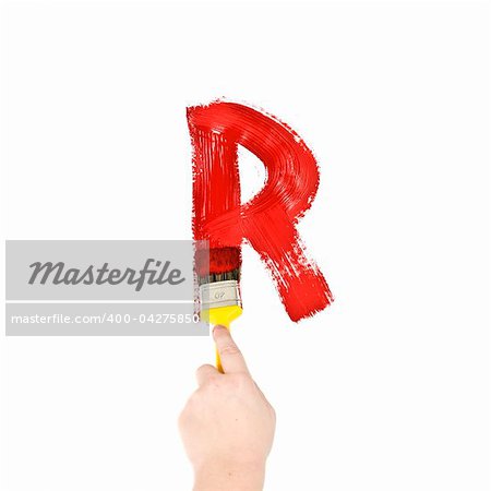 Painting Letter R on white background
