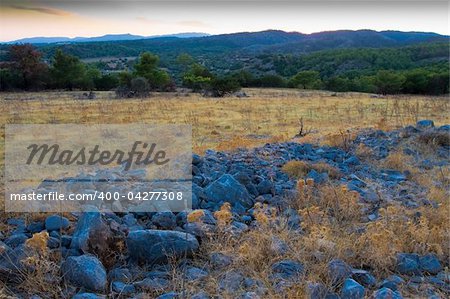 Rhodes. Greece. Evening view from the mountain into the valley