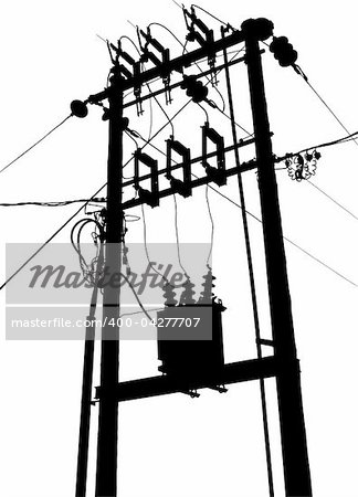 Vector silhouette of small electric transformer substation