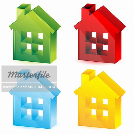 illustration of colorful houses on white background