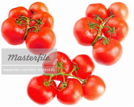 bunches of tomatos isolated on a white background