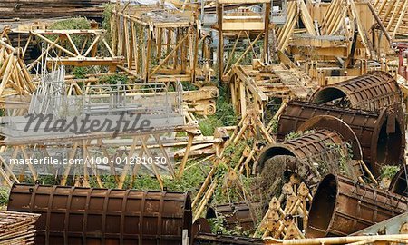 City scenery of abandonment, building stuff field.