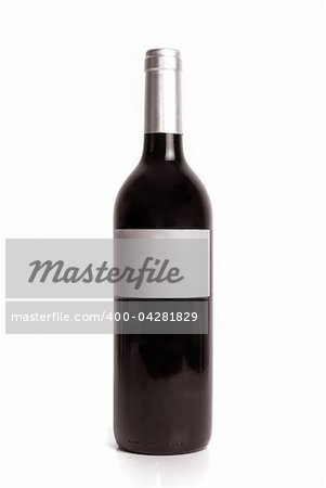 Bottle of red wine isolated on a white background.