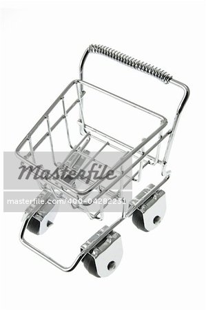 Miniature Shopping Trolley on White Background