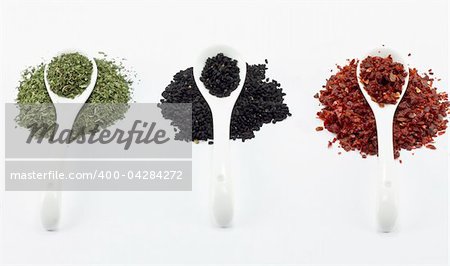 Spices on white