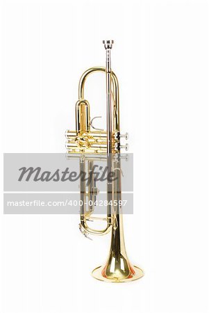trumpet closeup isolated on a white background