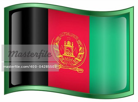 Afghanistan Flag icon, isolated on white background.