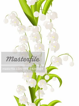 Seamless vertical border with lily of the valley