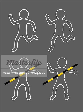 accident outline of man vector on gray background