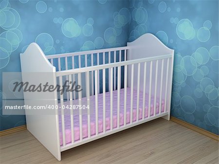 Illustration of a bed for the child in a sleeping room