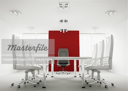 White red conference room interior 3d render