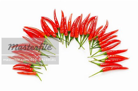 Red chili peppers isolated on the white