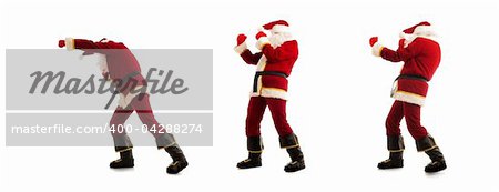 Fighting Santa isolated over white