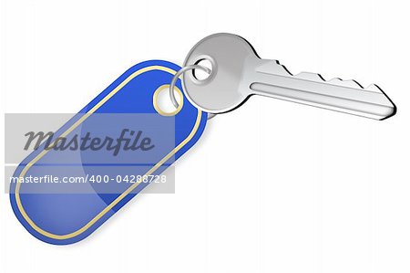 Illustration of the key from a lock with a trinket on a white background