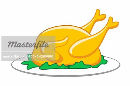 illustration of roasted chicken on isolated background