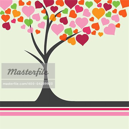illustration of love tree with hearts
