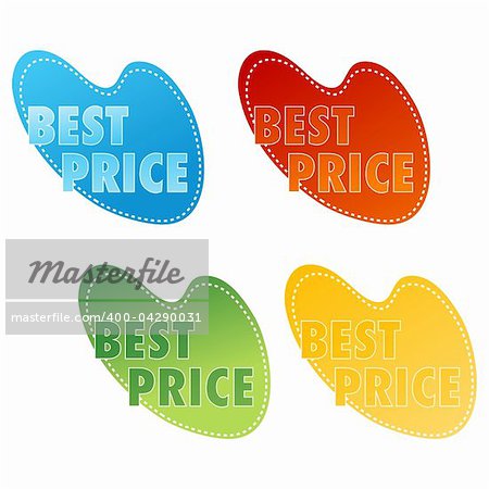 illustration of best price tags on white background