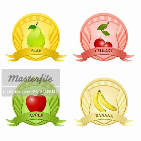illustration of fruity tags on white background