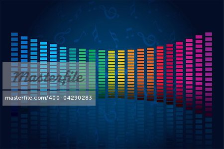 illustration of abstract music waves on abstract background